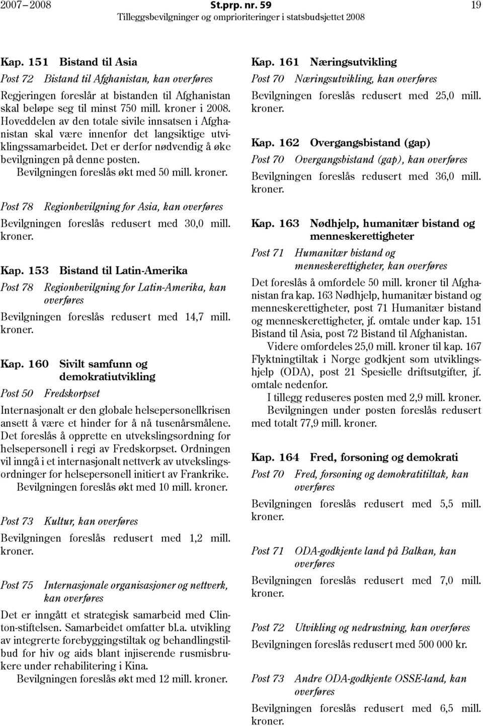 Bevilgningen foreslås økt med 50 mill. kroner. Post 78 Regionbevilgning for Asia, kan overføres Bevilgningen foreslås redusert med 30,0 mill. kroner. Kap.