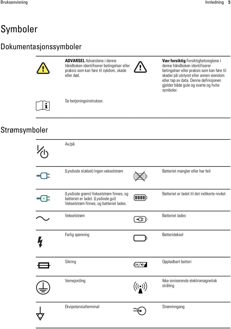 Denne definisjonen gjelder både gule og svarte og hvite symboler. Se betjeningsinstrukser.