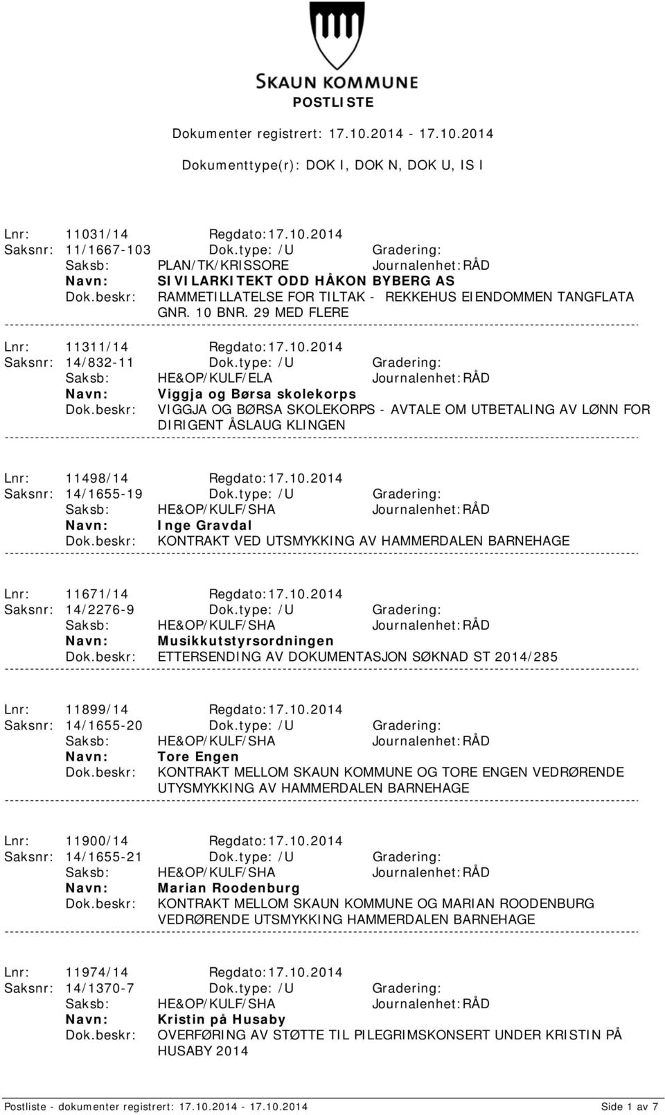 29 MED FLERE Lnr: 11311/14 Regdato:17.10.2014 Saksnr: 14/832-11 Dok.