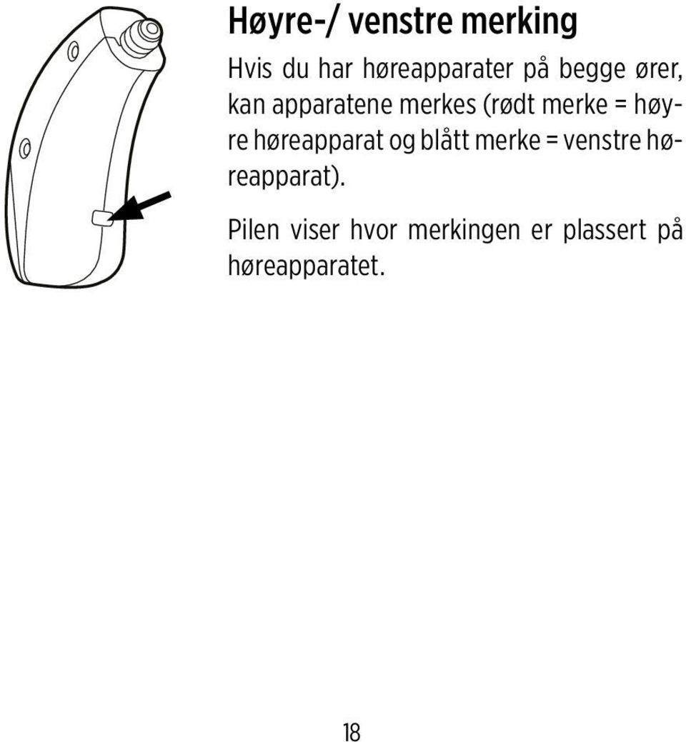 høreapparat og blått merke = venstre høreapparat).