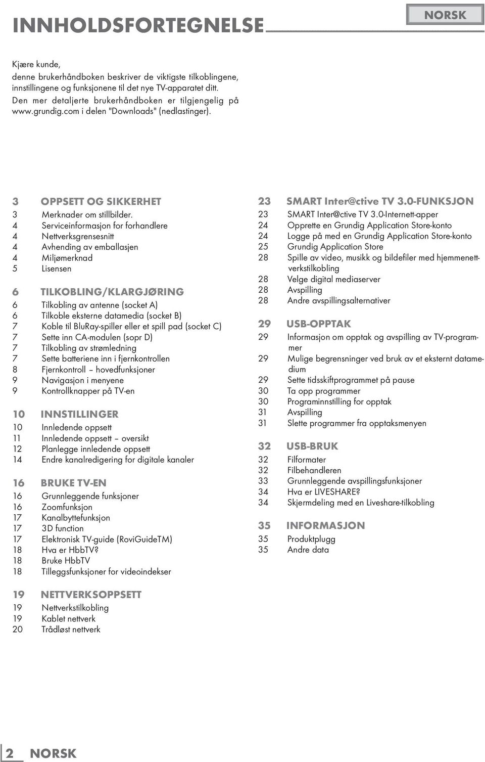 4 Serviceinformasjon for forhandlere 4 Nettverksgrensesnitt 4 Avhending av emballasjen 4 Miljømerknad 5 Lisensen 6 TILKOBLING/KLARGJØRING 6 Tilkobling av antenne (socket A) 6 Tilkoble eksterne