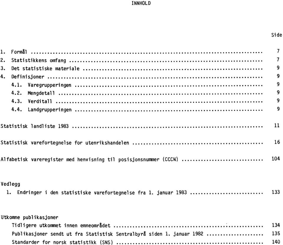 henvisning til posisjonsnummer (CCCN) 104 Vedlegg 1. Endringer i den statistiske varefortegnelse fra 1.