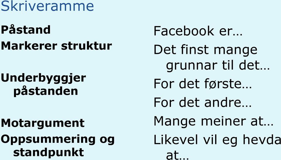 Facebook er Det finst mange grunnar til det For det