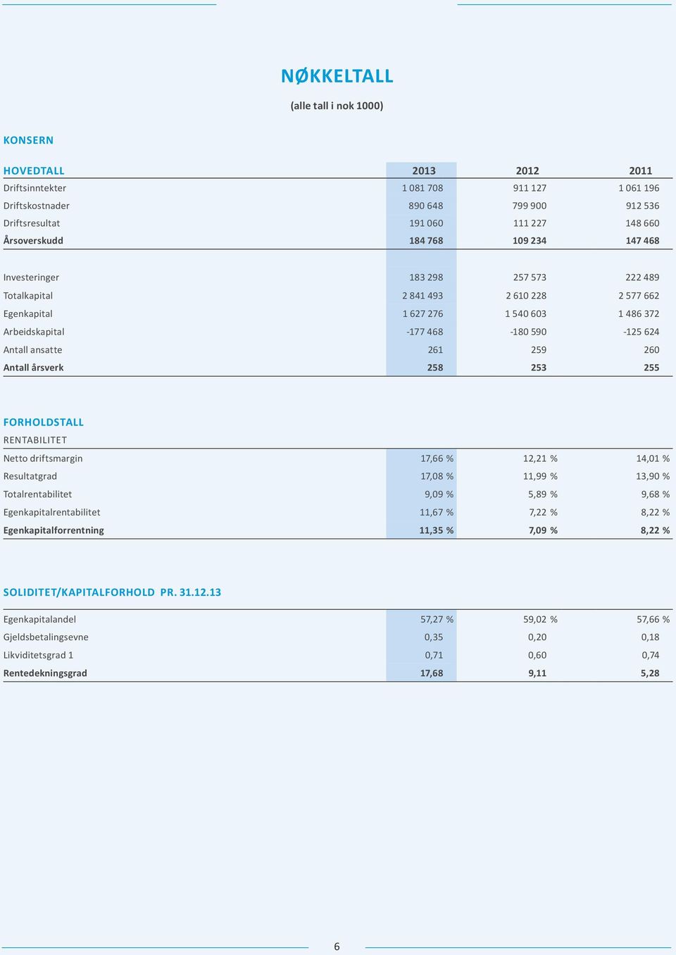 Antall ansatte 261 259 260 Antall årsverk 258 253 255 FORHOLDSTALL RENTABILITET Netto driftsmargin 17,66 % 12,21 % 14,01 % Resultatgrad 17,08 % 11,99 % 13,90 % Totalrentabilitet 9,09 % 5,89 % 9,68 %