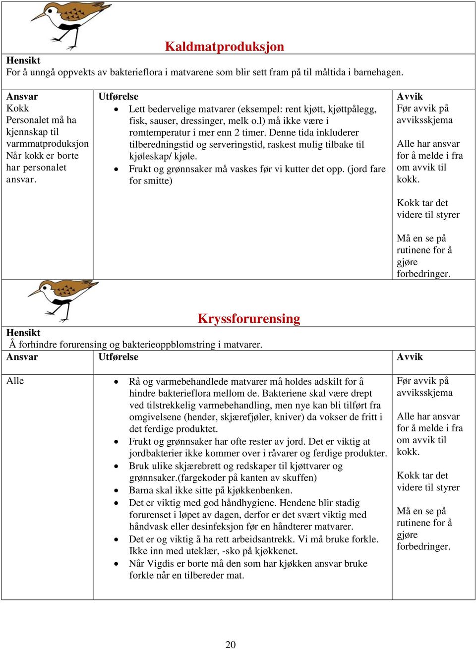 Utførelse Lett bedervelige matvarer (eksempel: rent kjøtt, kjøttpålegg, fisk, sauser, dressinger, melk o.l) må ikke være i romtemperatur i mer enn 2 timer.