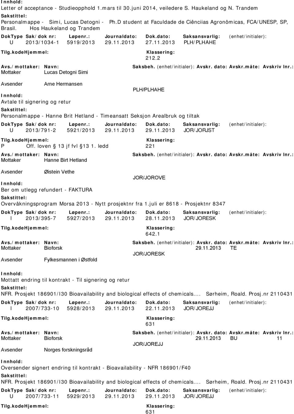 2 Mottaker Lucas Detogni Simi Avsender Arne Hermansen PLH/PLHAHE Avtale til signering og retur Personalmappe - Hanne Brit Hetland - Timeansatt Seksjon Arealbruk og tiltak U 2013/791-2 5921/2013 29.11.