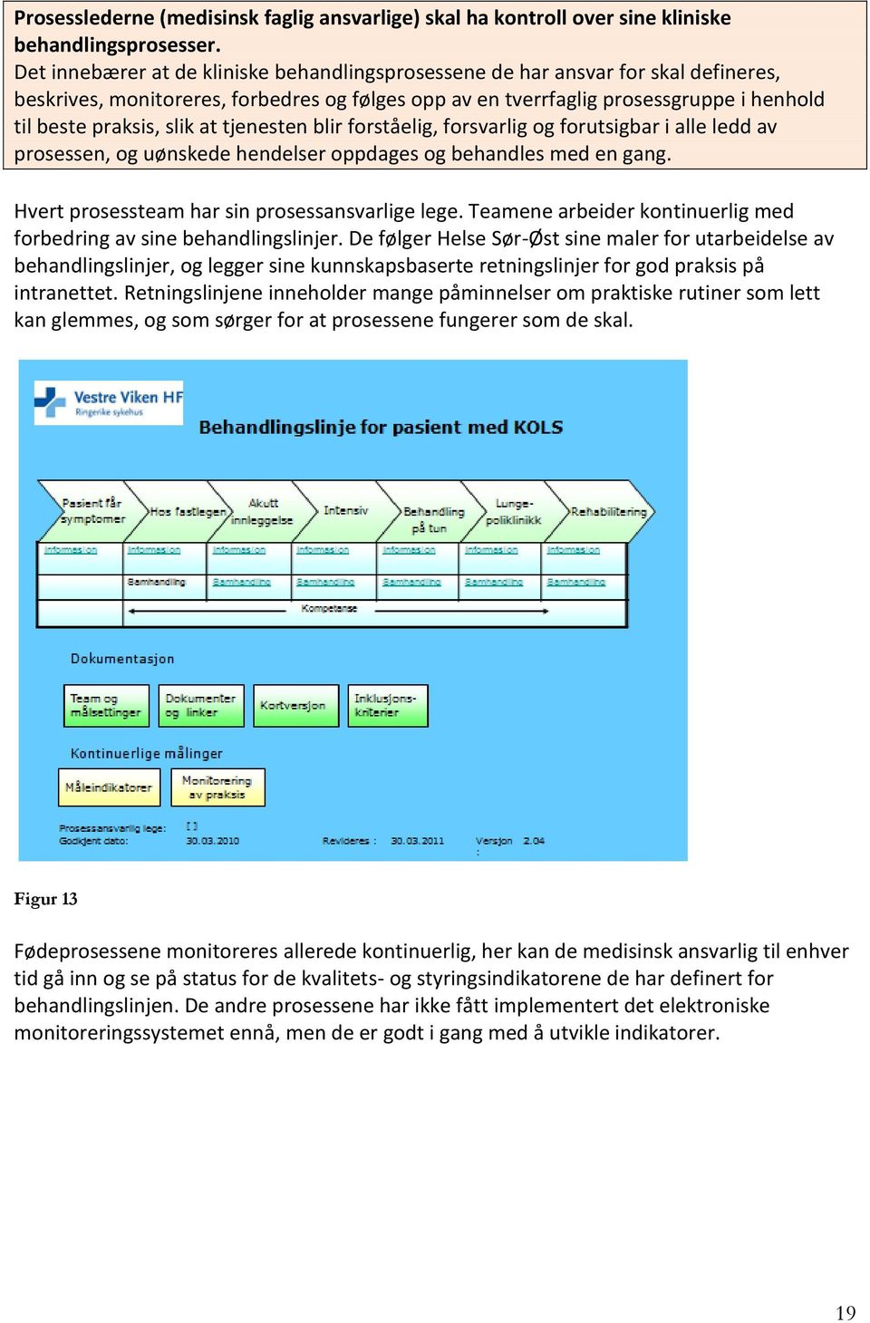 at tjenesten blir forståelig, forsvarlig og forutsigbar i alle ledd av prosessen, og uønskede hendelser oppdages og behandles med en gang. Hvert prosessteam har sin prosessansvarlige lege.