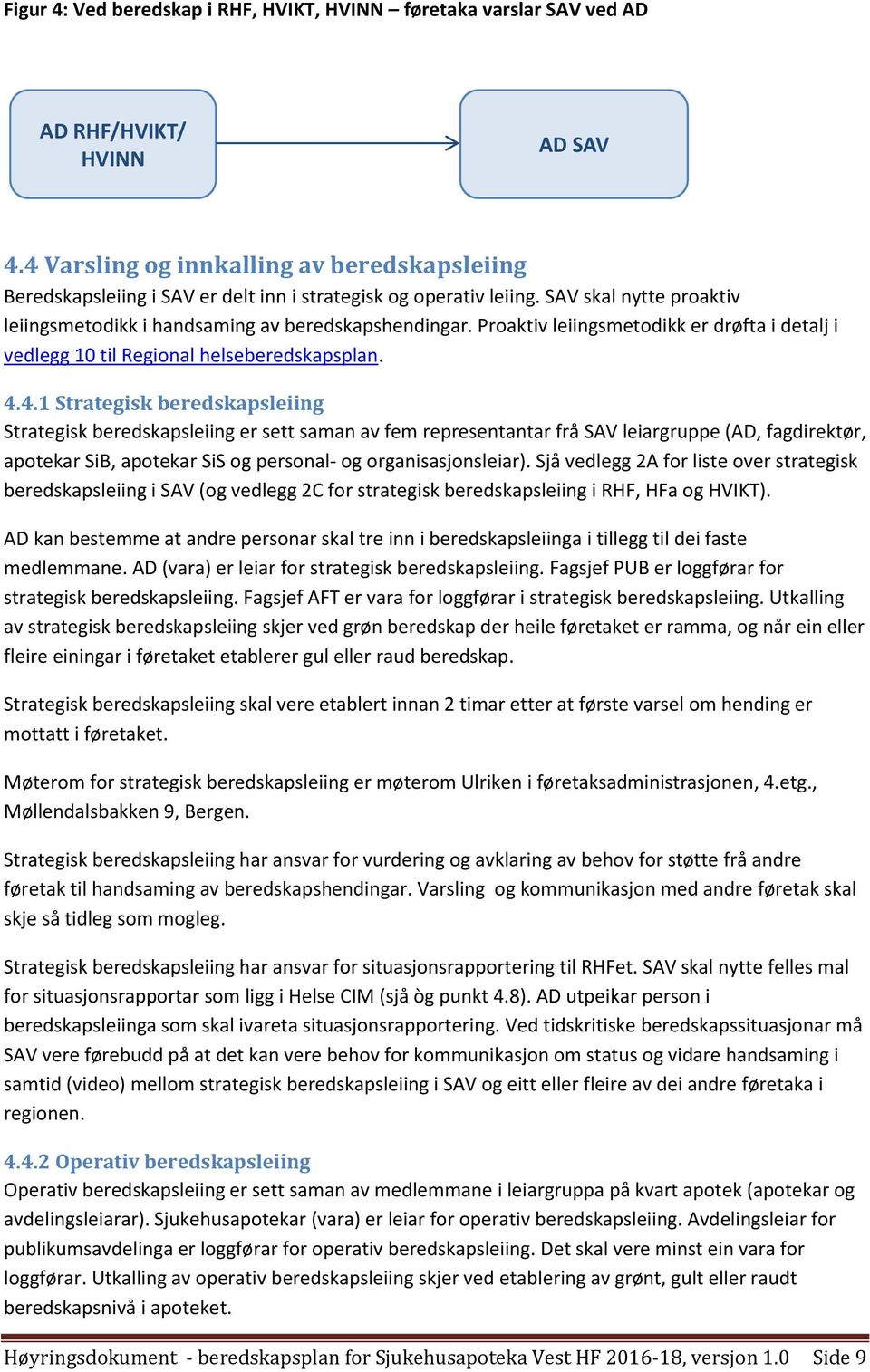 Proaktiv leiingsmetodikk er drøfta i detalj i vedlegg 10 til Regional helseberedskapsplan. 4.