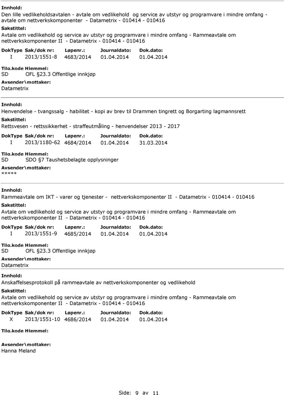 3 Offentlige innkjøp Datametrix Henvendelse - tvangssalg - habilitet - kopi av brev til Drammen tingrett og Borgarting lagmannsrett Rettsvesen - rettssikkerhet - straffeutmåling - henvendelser
