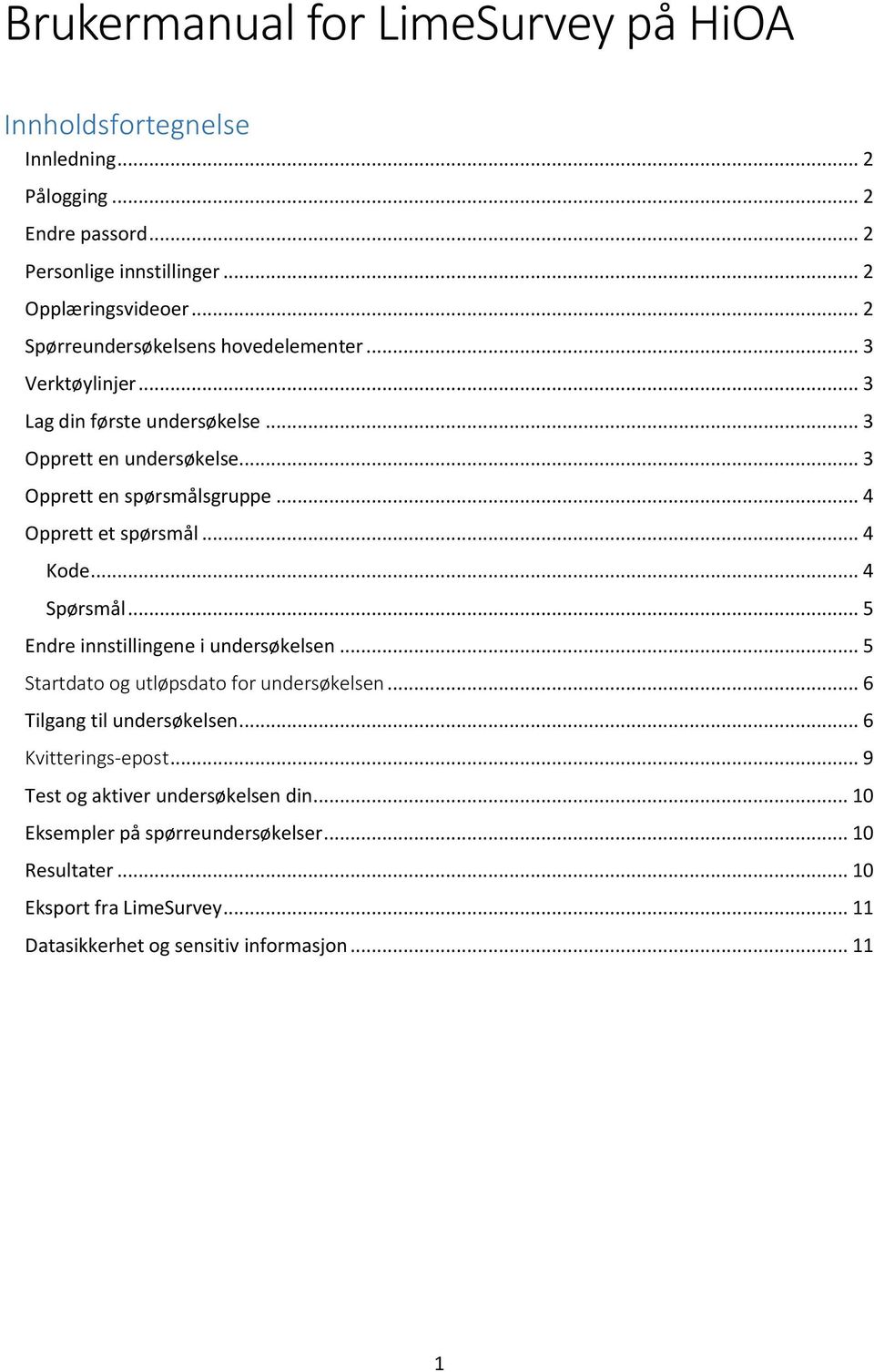 .. 4 Opprett et spørsmål... 4 Kode... 4 Spørsmål... 5 Endre innstillingene i undersøkelsen... 5 Startdato og utløpsdato for undersøkelsen... 6 Tilgang til undersøkelsen.