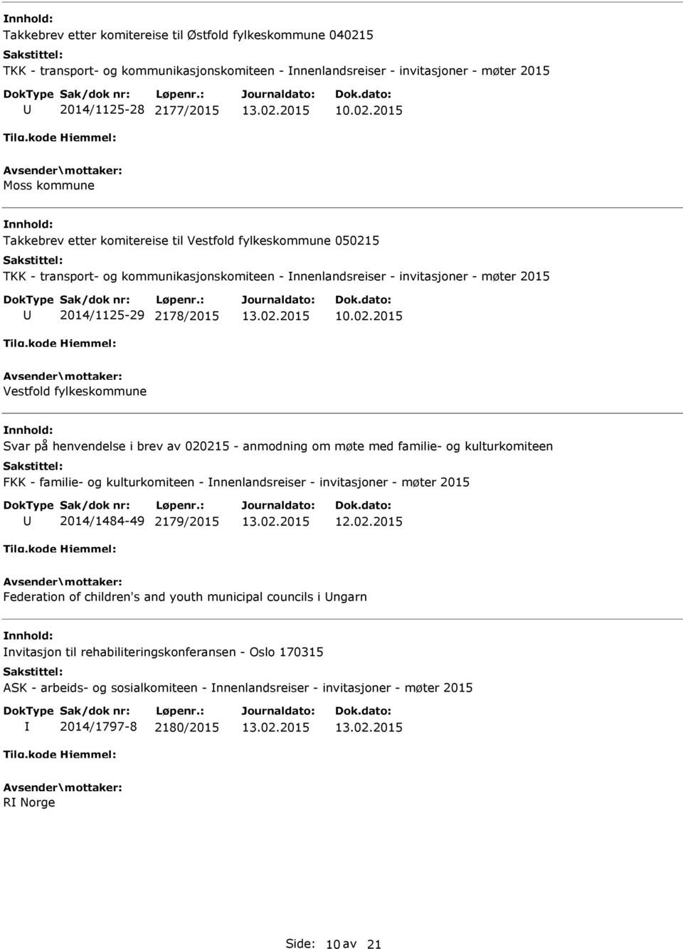 2015 Moss kommune Takkebrev etter komitereise til Vestfold fylkeskommune 05021