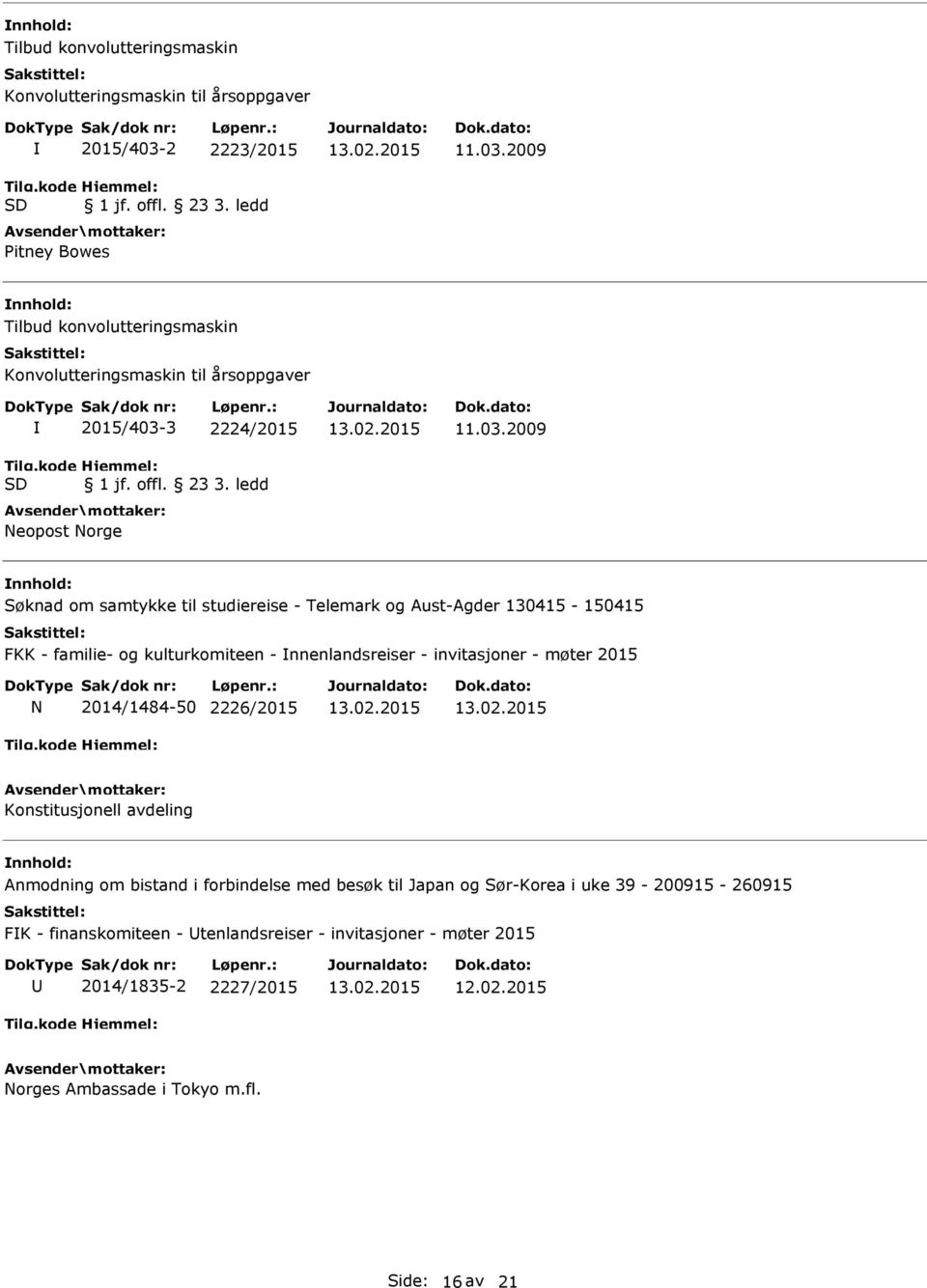 2009 Søknad om samtykke til studiereise - Telemark og Aust-Agder 130415-150415 FKK - familie- og kulturkomiteen - nnenlandsreiser - invitasjoner - møter 2015 N 2014/1484-50