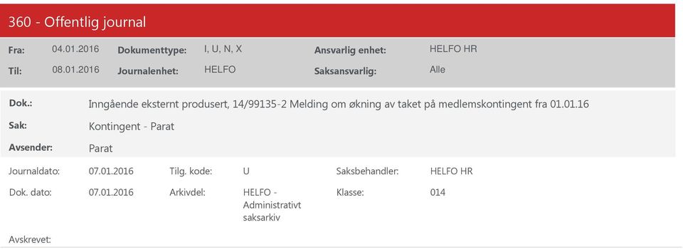 medlemskontingent fra 01.