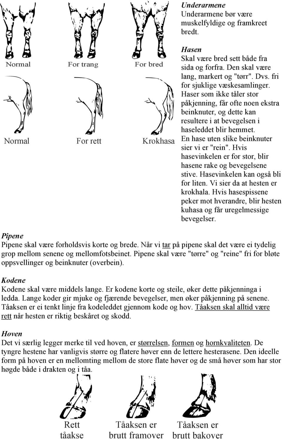 Haser som ikke tåler stor påkjenning, får ofte noen ekstra beinknuter, og dette kan resultere i at bevegelsen i haseleddet blir hemmet. En hase uten slike beinknuter sier vi er "rein".