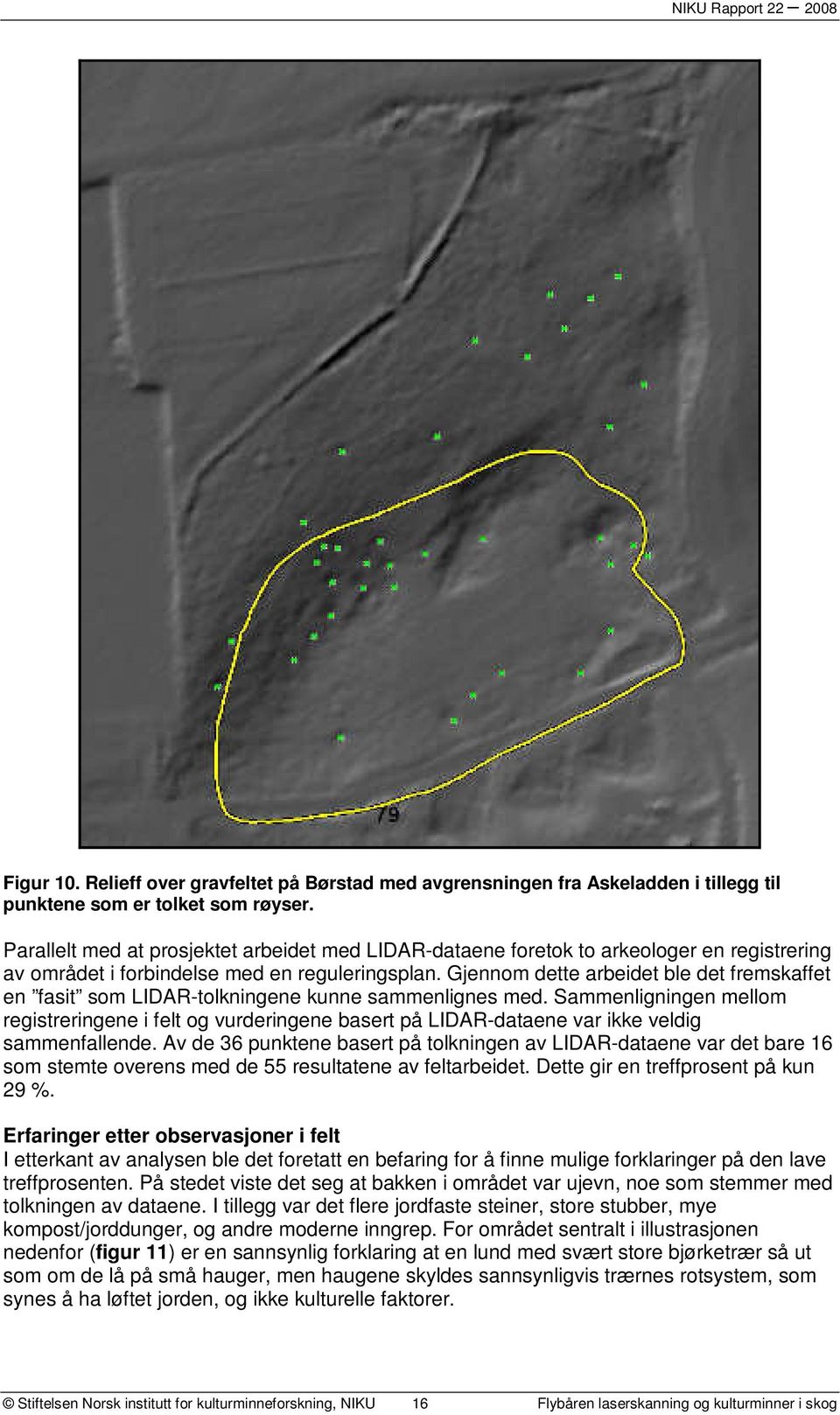 Gjennom dette arbeidet ble det fremskaffet en fasit som LIDAR-tolkningene kunne sammenlignes med.