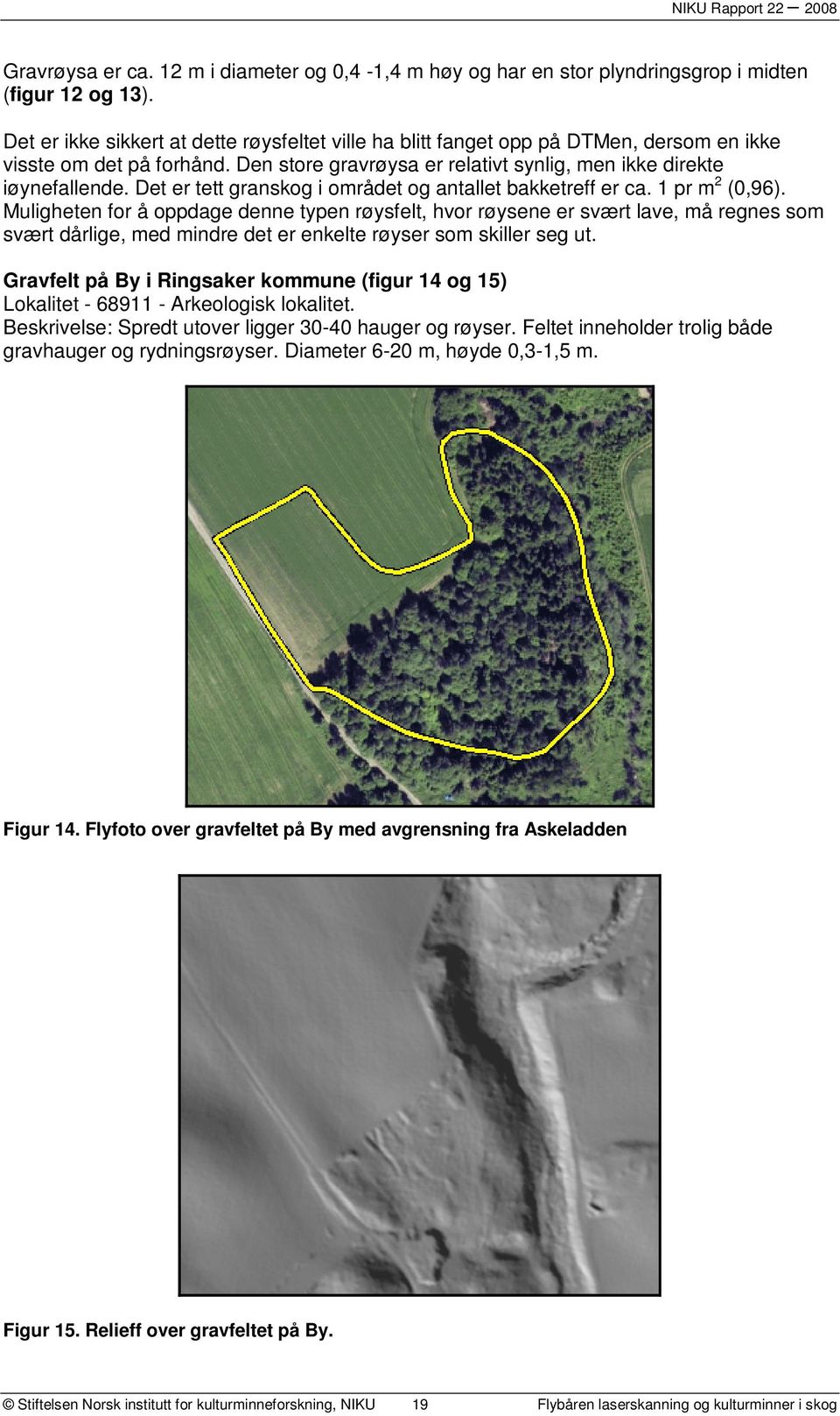 Det er tett granskog i området og antallet bakketreff er ca. 1 pr m 2 (0,96).