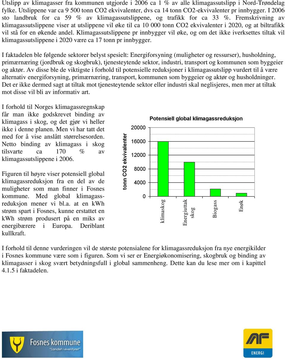 Fremskrivning av klimagassutslippene viser at utslippene vil øke til ca 10 000 tonn CO2 ekvivalenter i 2020, og at biltrafikk vil stå for en økende andel.