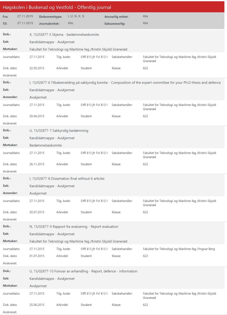 2015 Arkivdel: Student, 15/02877-7 Sakkyndig bedømming Kandidatmappe - Bedømmelseskomite I, 15/02877-8 Dissertation final without 6 articles Kandidatmappe - Dok. dato: 20.07.