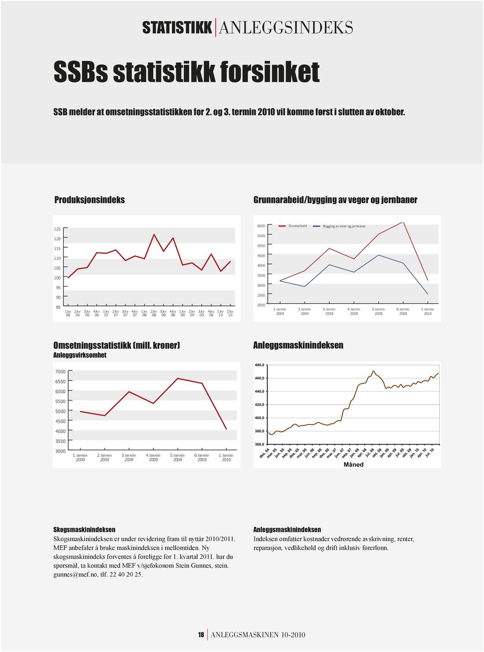 MEF anbefaler å bruke maskinindeksen i mellomtiden. Ny skogsmaskinindeks forventes å foreligge for 1. kvartal 2011.