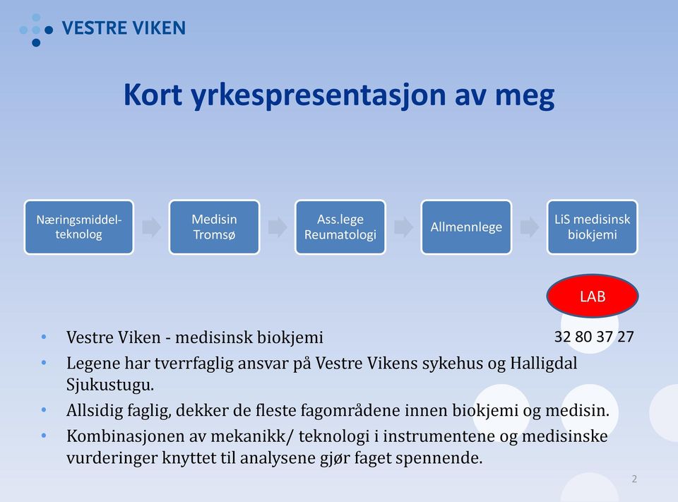 ansvar på Vestre Vikens sykehus og Halligdal Sjukustugu.