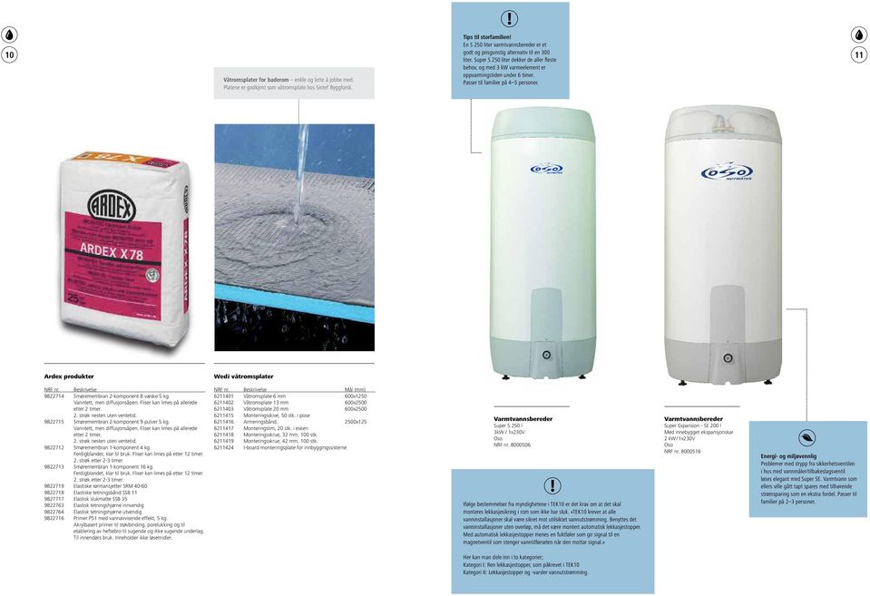 Passer til familier på 4 5 personer. Ardex produkter Wedi våtromsplater NRF nr. Beskrivelse 9822714 Smøremembran 2-komponent 8 væske 5 kg. Vanntett, men diffusjonsåpen.