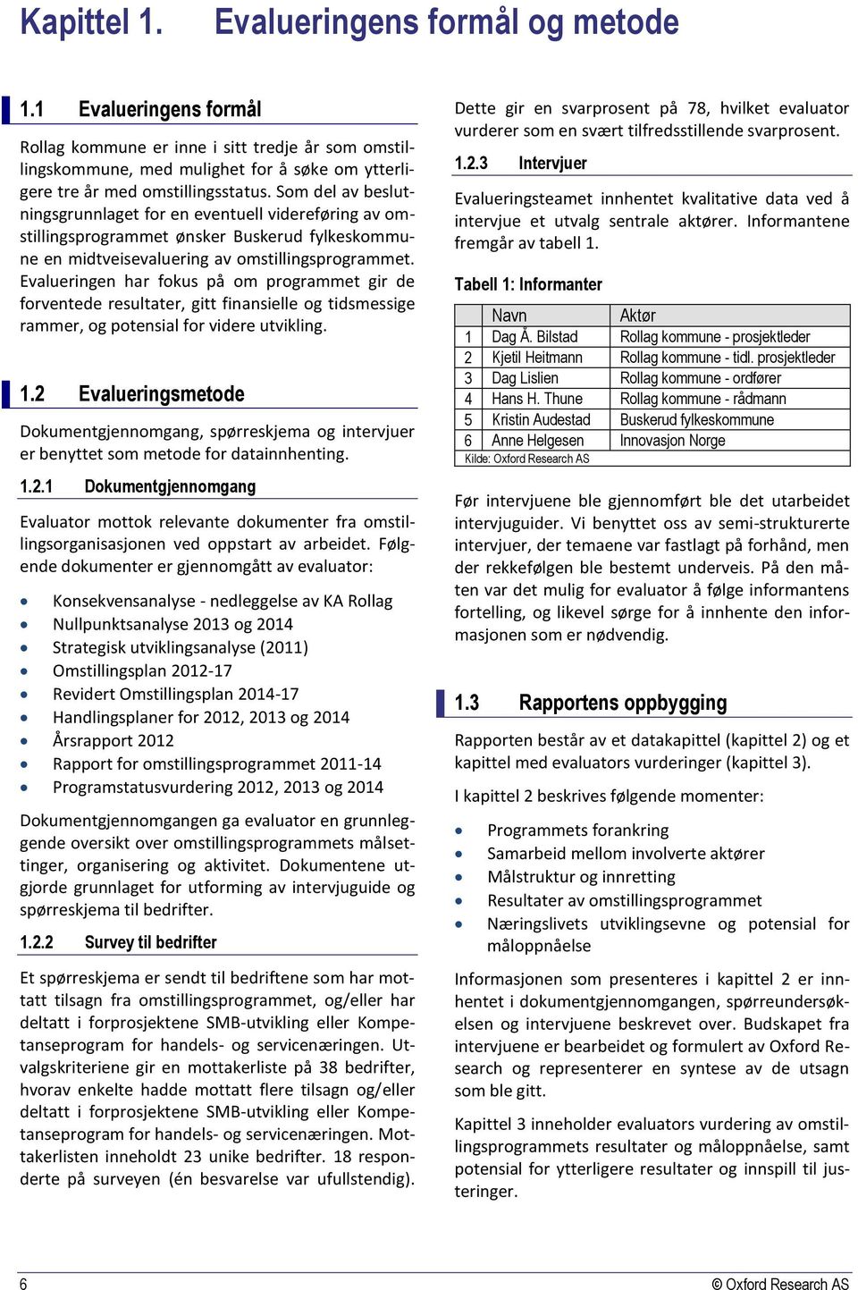 Evalueringen har fokus på om programmet gir de forventede resultater, gitt finansielle og tidsmessige rammer, og potensial for videre utvikling. 1.