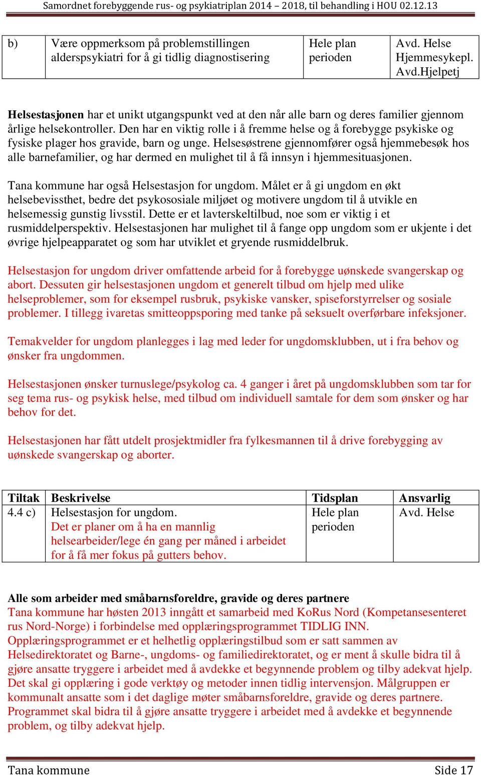 Den har en viktig rolle i å fremme helse og å forebygge psykiske og fysiske plager hos gravide, barn og unge.