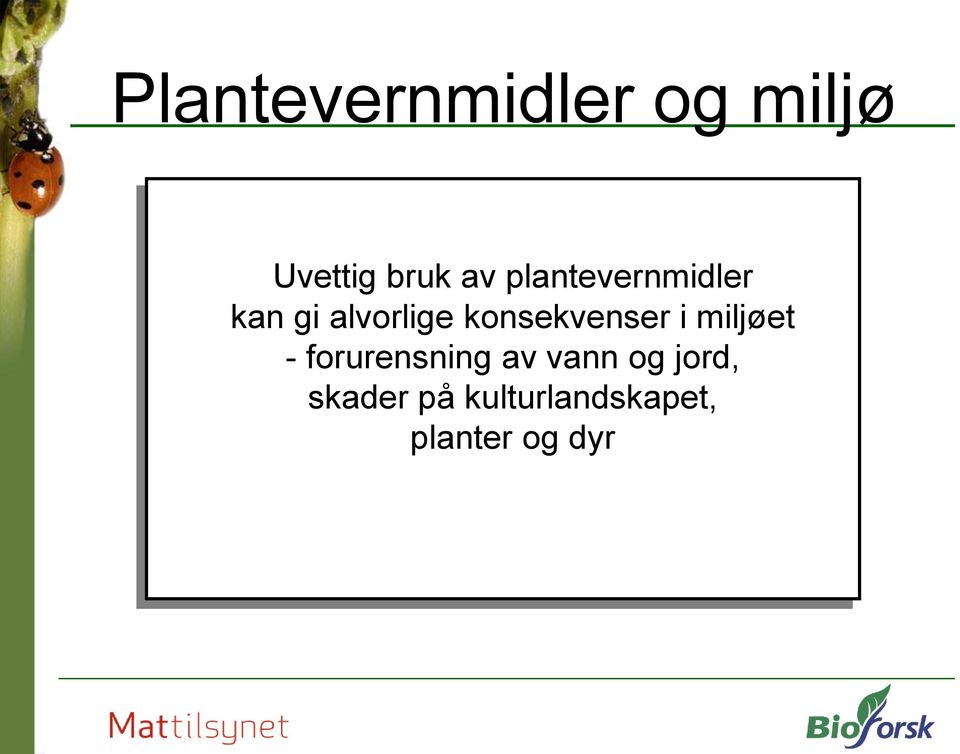 konsekvenser i miljøet - forurensning av