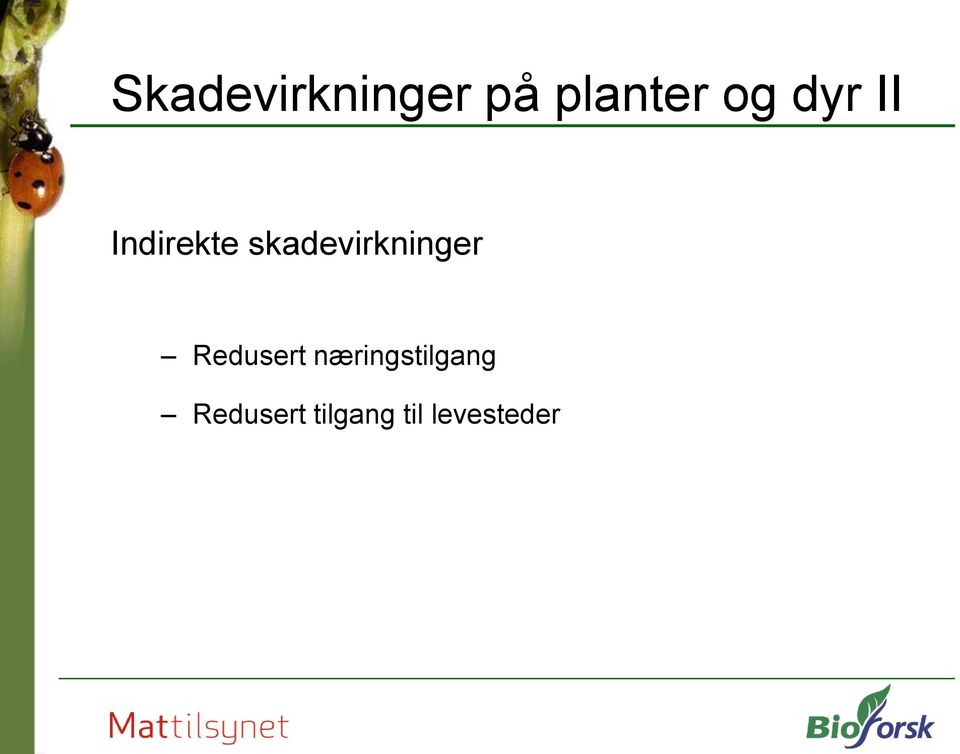 skadevirkninger Redusert