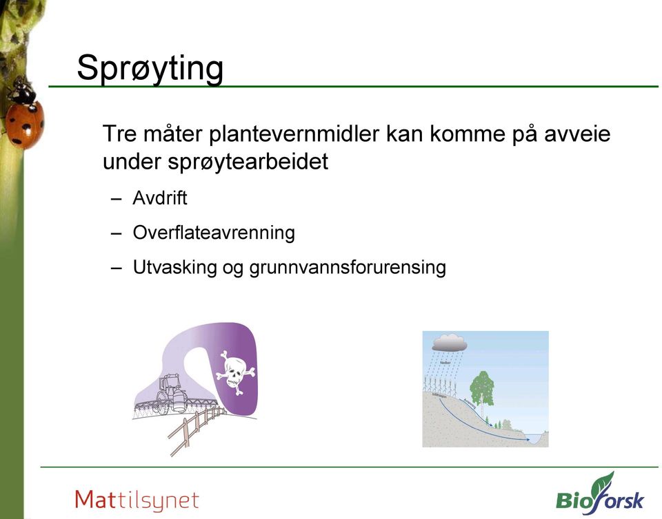 avveie under sprøytearbeidet