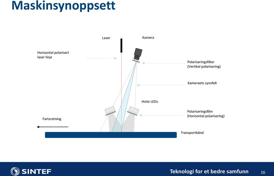 polarisering) Kameraets synsfelt Hvite LEDs