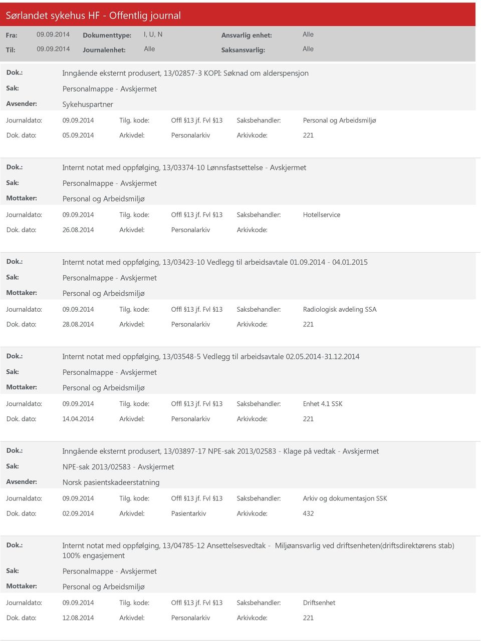 2014 Arkivdel: Personalarkiv Arkivkode: Internt notat med oppfølging, 13/03423-10 Vedlegg til arbeidsavtale 01.09.2014-04.01.2015 Radiologisk avdeling SSA Dok. dato: 28.08.