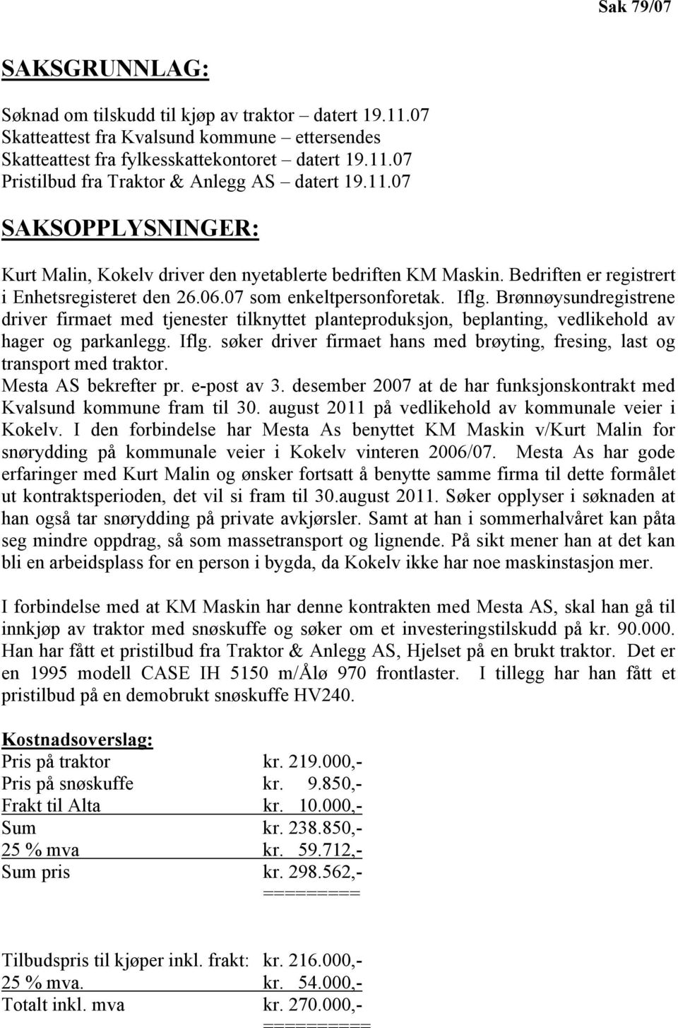 Brønnøysundregistrene driver firmaet med tjenester tilknyttet planteproduksjon, beplanting, vedlikehold av hager og parkanlegg. Iflg.