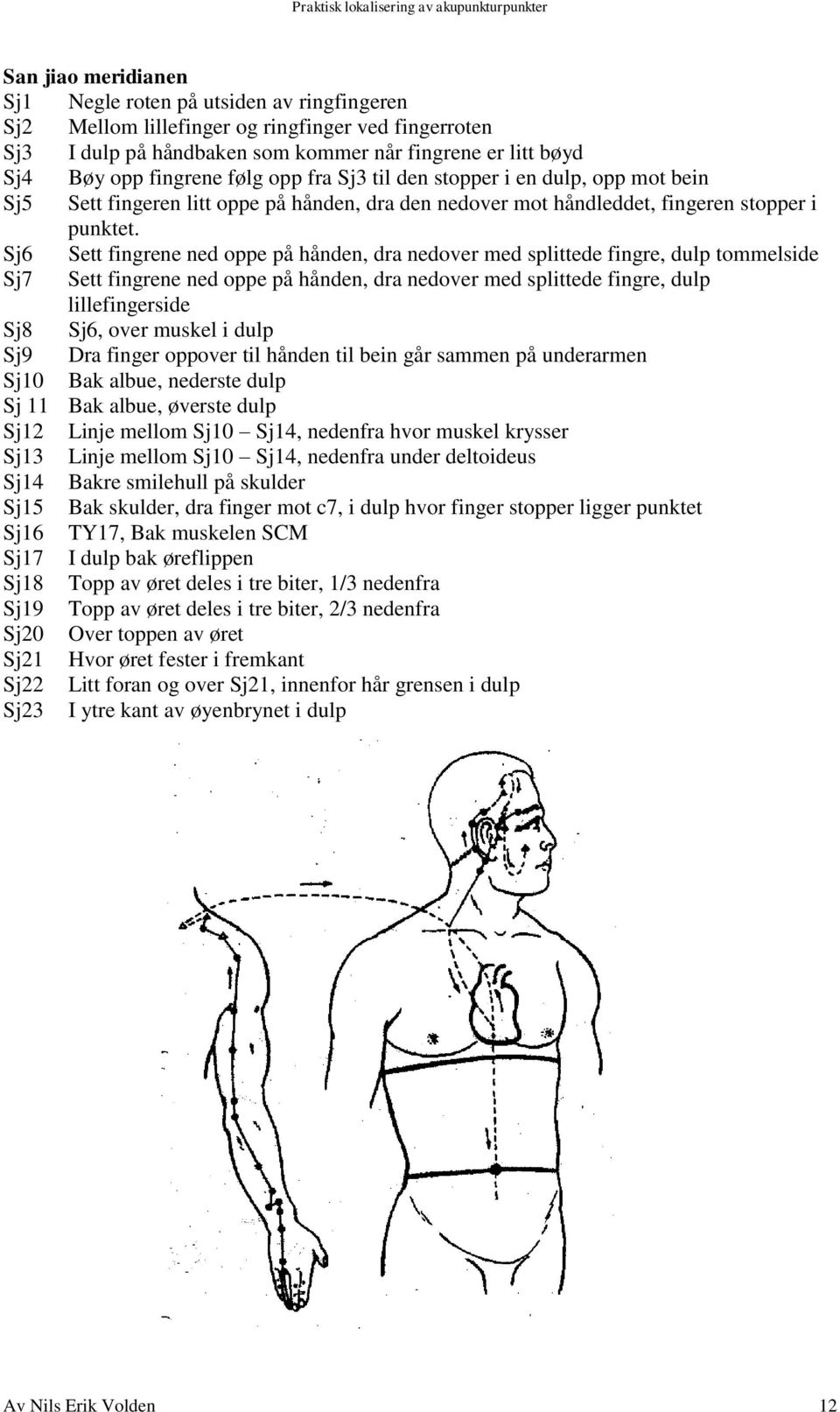 Sj6 Sett fingrene ned oppe på hånden, dra nedover med splittede fingre, dulp tommelside Sj7 Sett fingrene ned oppe på hånden, dra nedover med splittede fingre, dulp lillefingerside Sj8 Sj6, over