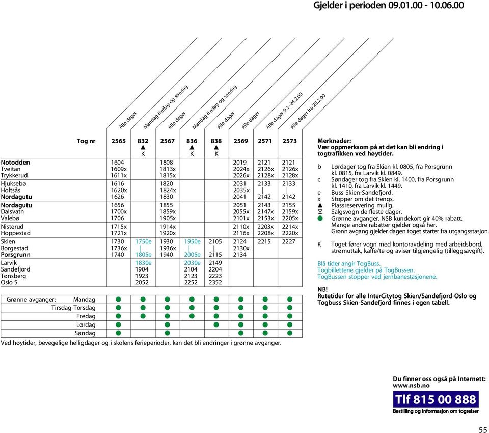 1820 2031 2133 2133 Holtsås 1620x 1824x 2035x Nordautu 1626 1830 2041 2142 2142 Nordautu 1656 1855 2051 2143 2155 Dalsvatn 1700x 1859x 2055x 2147x 2159x Valebø 1706 1905x 2101x 2153x 2205x Nisterud