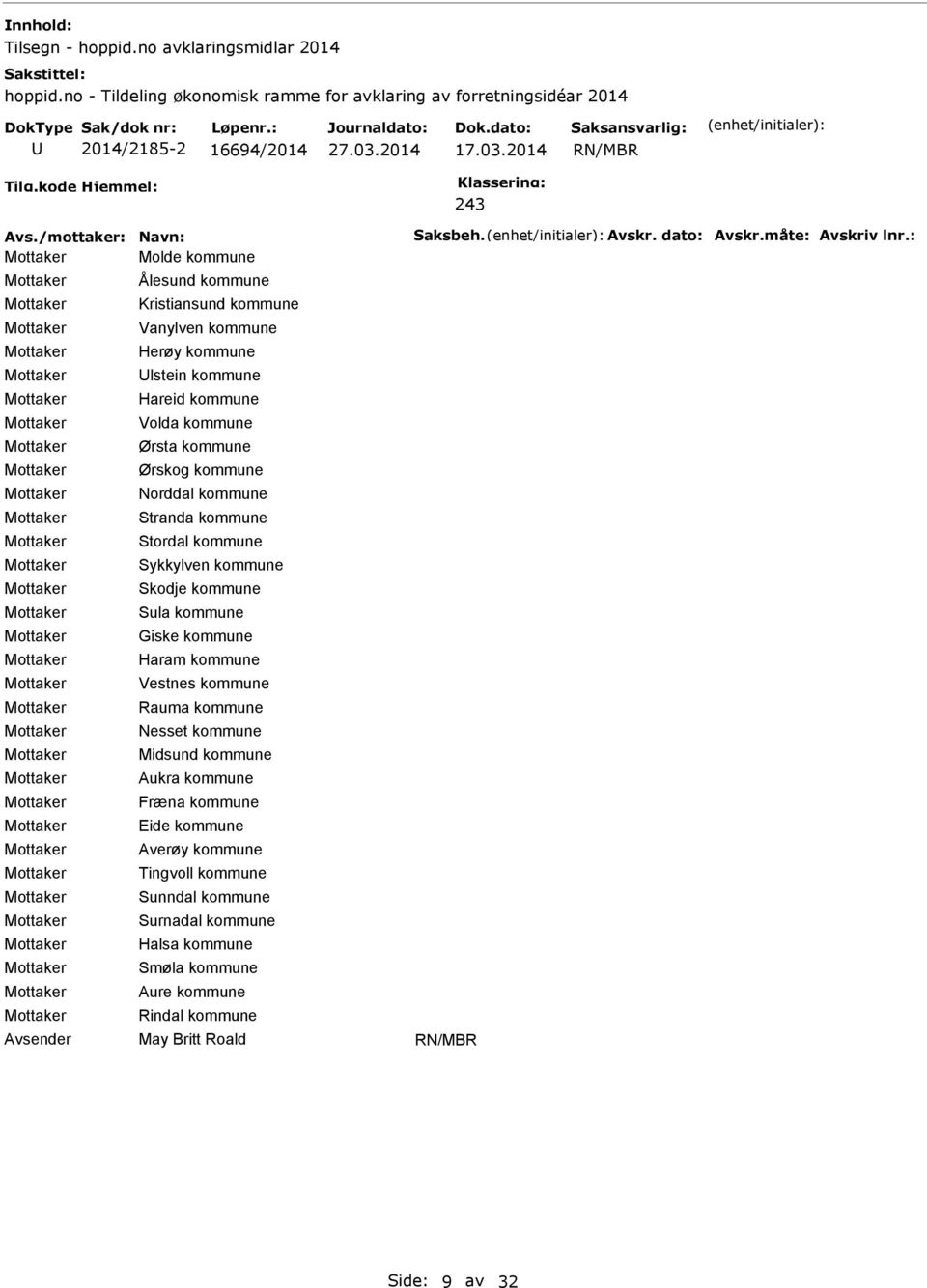 Norddal kommune Stranda kommune Stordal kommune Sykkylven kommune Skodje kommune Sula kommune Giske kommune Haram kommune Vestnes kommune Rauma kommune Nesset kommune Midsund