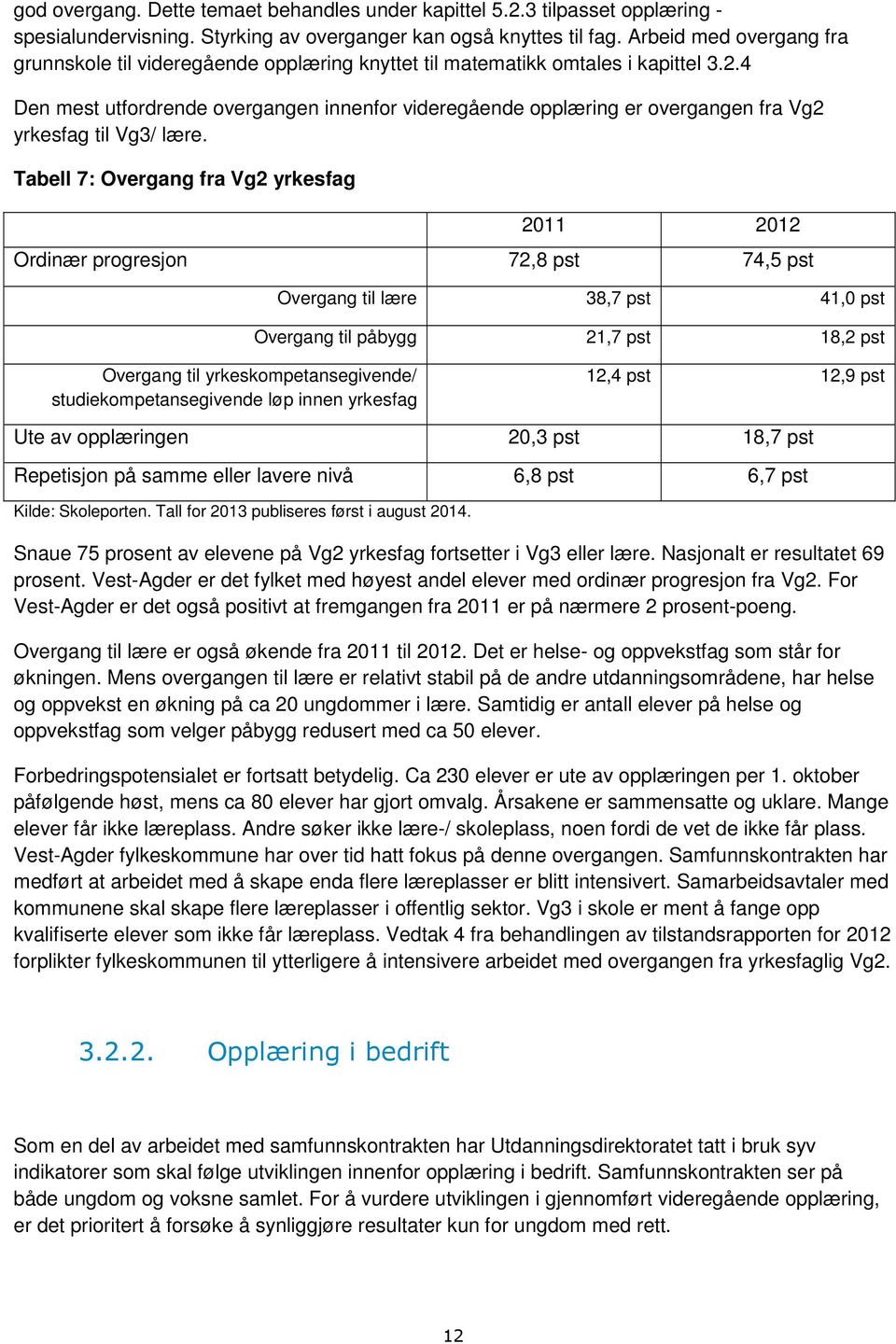 4 Den mest utfordrende overgangen innenfor videregående opplæring er overgangen fra Vg2 yrkesfag til Vg3/ lære.