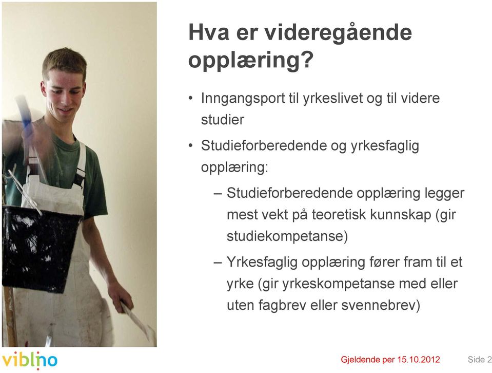 opplæring: Studieforberedende opplæring legger mest vekt på teoretisk kunnskap (gir