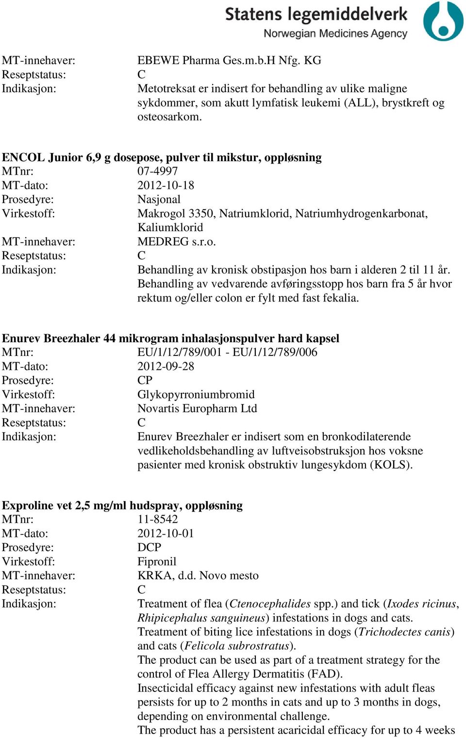 Behandling av vedvarende avføringsstopp hos barn fra 5 år hvor rektum og/eller colon er fylt med fast fekalia.