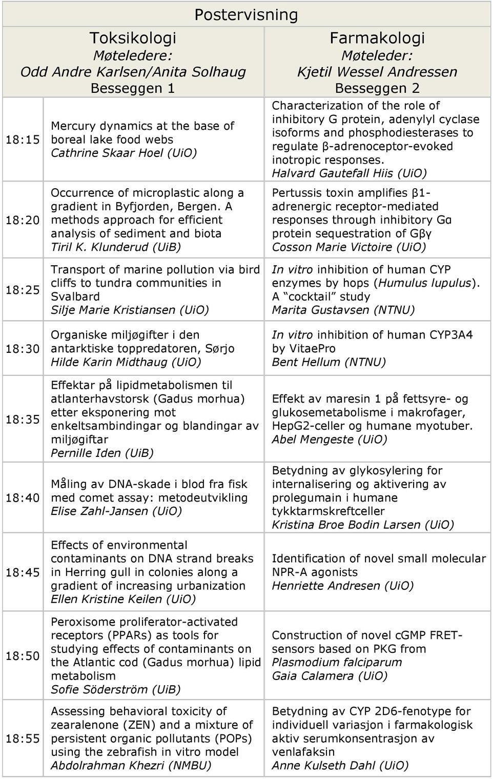 Halvard Gautefall Hiis (UiO) 18:25 18:30 18:35 18:40 18:45 18:50 18:55 Occurrence of microplastic along a gradient in Byfjorden, Bergen.