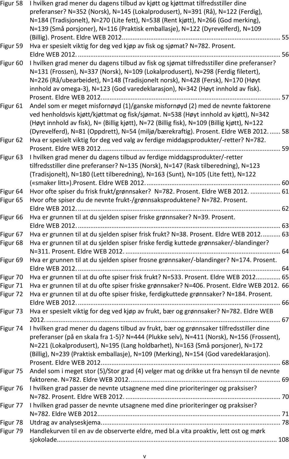 emballasje), N=122 (Dyrevelferd), N=109 (Billig). Prosent. Eldre WEB 2012.... 55 Figur 59 Hva er spesielt viktig for deg ved kjøp av fisk og sjømat? N=782. Prosent. Eldre WEB 2012.... 56 Figur 60 I hvilken grad mener du dagens tilbud av fisk og sjømat tilfredsstiller dine preferanser?