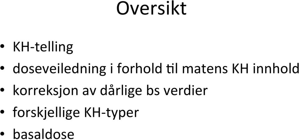 matens KH innhold korreksjon av