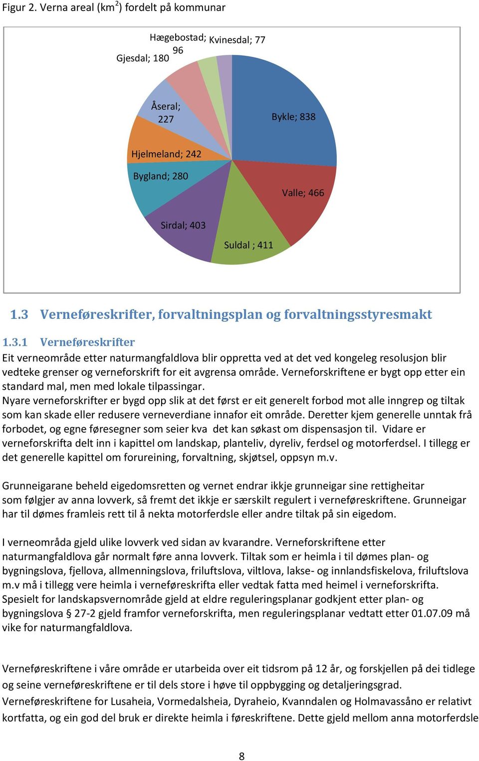 Verneforskriftene er bygt opp etter ein standard mal, men med lokale tilpassingar.