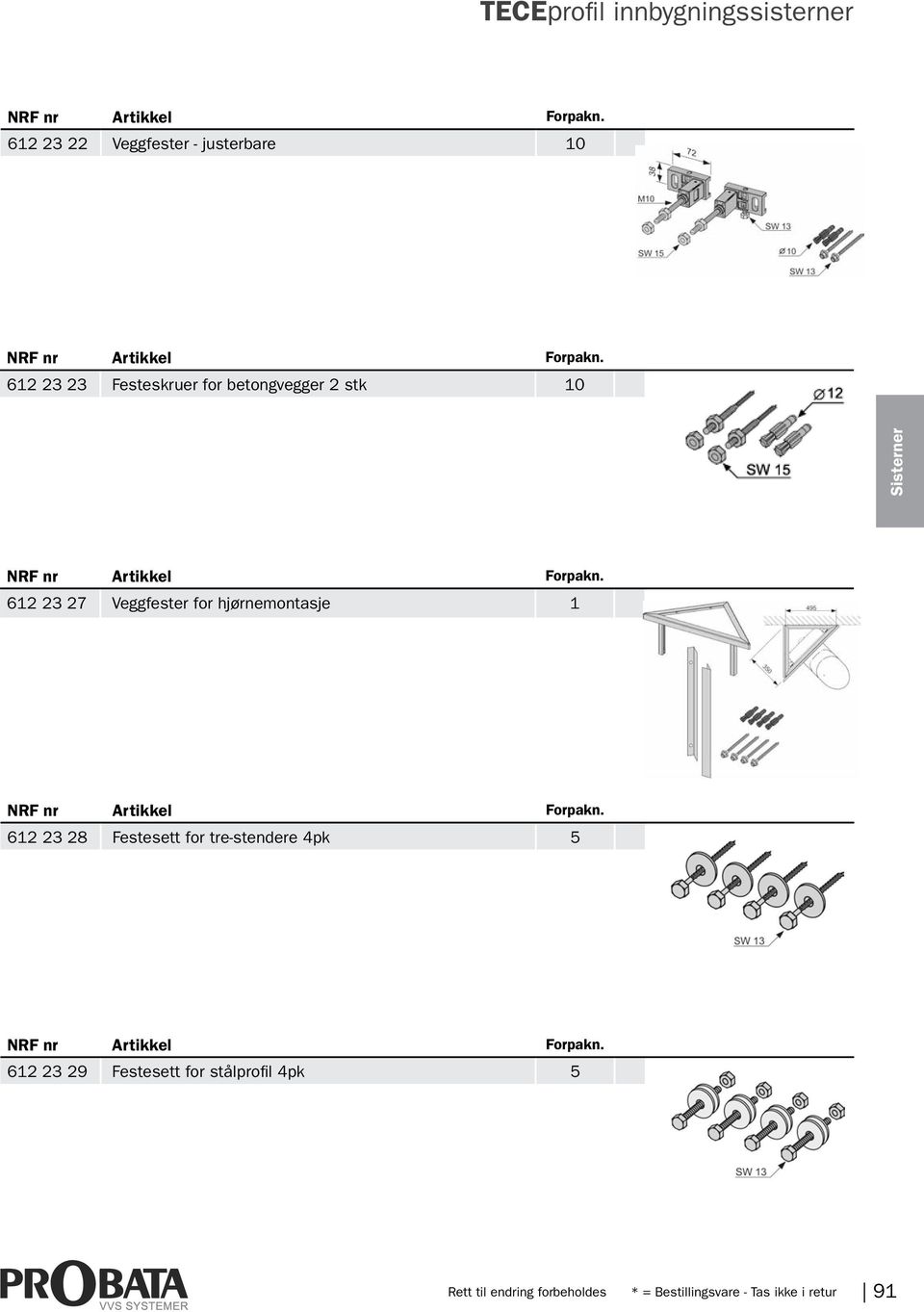 1 612 23 28 Festesett for tre-stendere 4pk 5 612 23 29 Festesett for