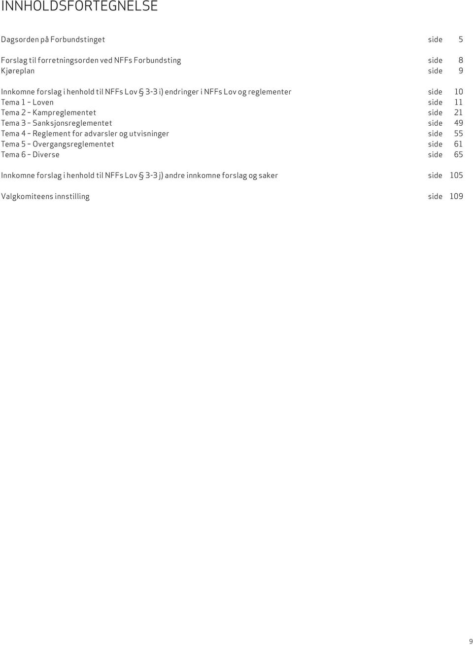 side 21 Tema 3 Sanksjonsreglementet side 49 Tema 4 Reglement for advarsler og utvisninger side 55 Tema 5 Overgangsreglementet side 61