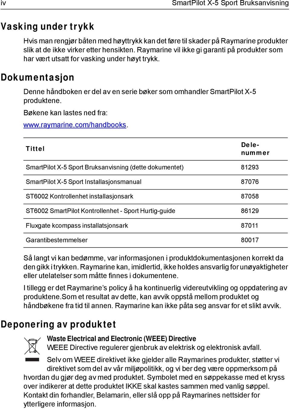 Bøkene kan lastes ned fra: www.raymarine.com/handbooks.