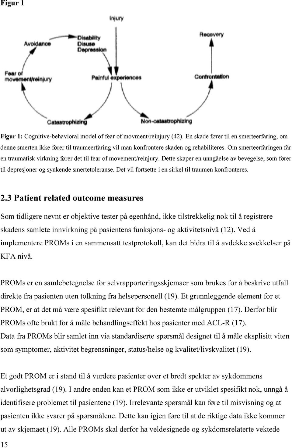 Om smerteerfaringen får en traumatisk virkning fører det til fear of movement/reinjury. Dette skaper en unngåelse av bevegelse, som fører til depresjoner og synkende smertetoleranse.