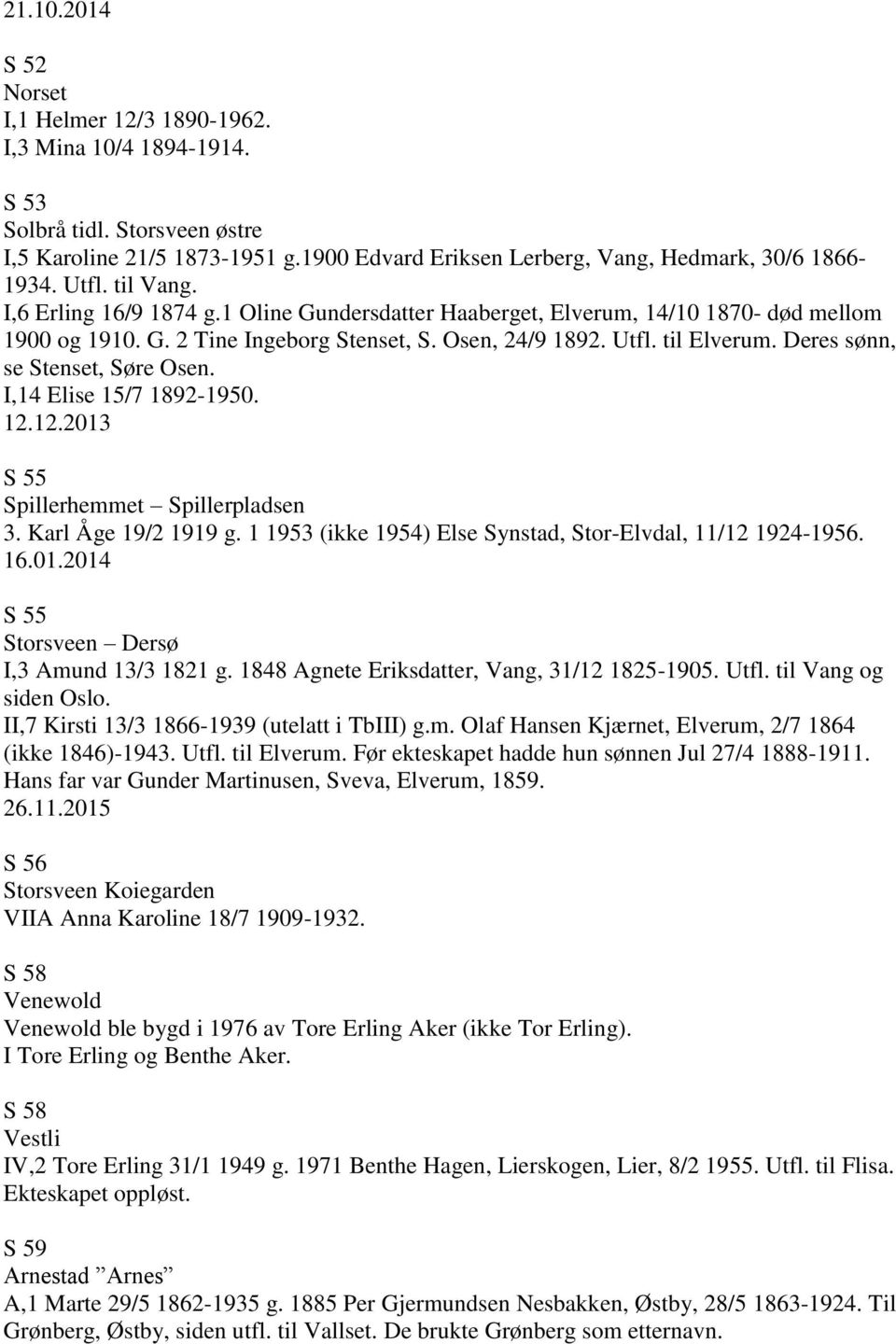 Deres sønn, se Stenset, Søre Osen. I,14 Elise 15/7 1892-1950. 12.12.2013 S 55 Spillerhemmet Spillerpladsen 3. Karl Åge 19/2 1919 g. 1 1953 (ikke 1954) Else Synstad, Stor-Elvdal, 11/12 1924-1956. 16.