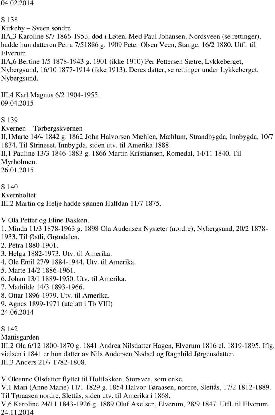 Deres datter, se rettinger under Lykkeberget, Nybergsund. III,4 Karl Magnus 6/2 1904-1955. 09.04.2015 S 139 Kvernen Tørbergskvernen II,1Marte 14/4 1842 g.