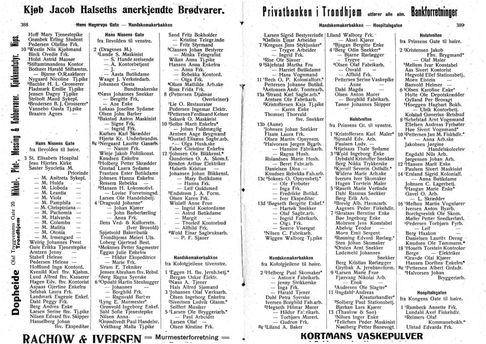 10'Westin Nils'Kjøbmand T Birck vedie Frk. «5* Hlst Astrid Massør J Stiftamtmandens Kntr S Bthner Harald Stiftamtm. g Bjarne.R.sakfører -gg Nygaard Nicline Tj.pike ss" 8 Bachke H. L.